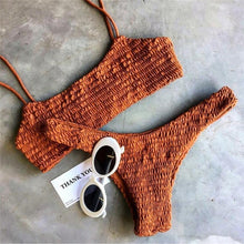 Load image into Gallery viewer, Push-Up Pleated Triangle Swimwear