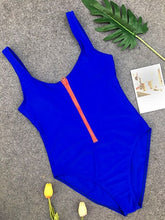 Load image into Gallery viewer, Solid Zipper Piece Swimsuit