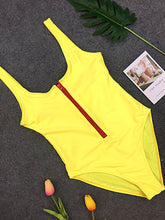 Load image into Gallery viewer, Solid Zipper Piece Swimsuit