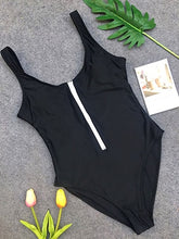 Load image into Gallery viewer, Solid Zipper Piece Swimsuit