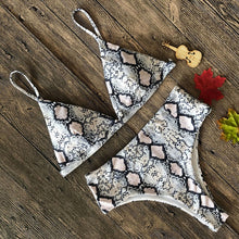 Load image into Gallery viewer, Hight Waist Snake Print Bikinis