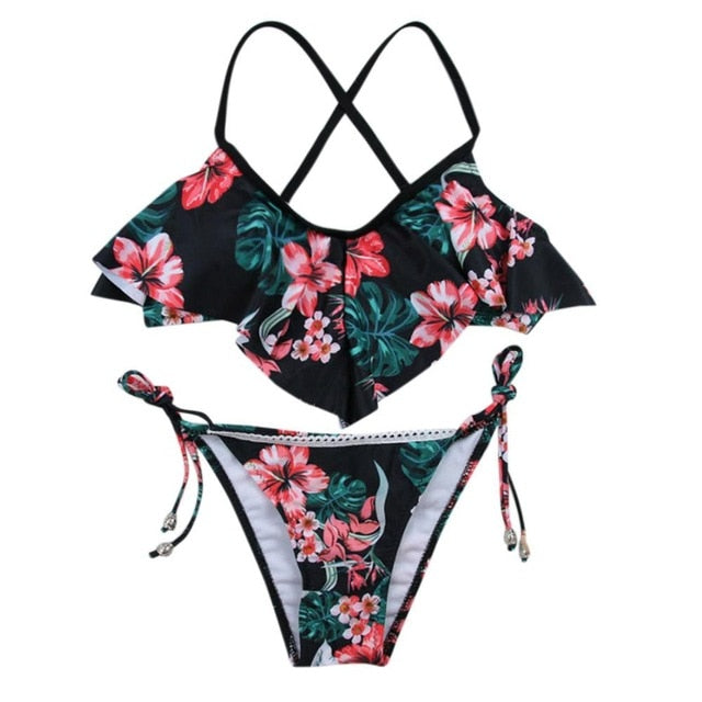 Bikini Set Push-Up Brazilian Print Swimwear