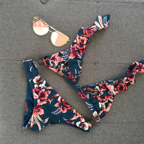 Swimsuit Thong Roses Bikini