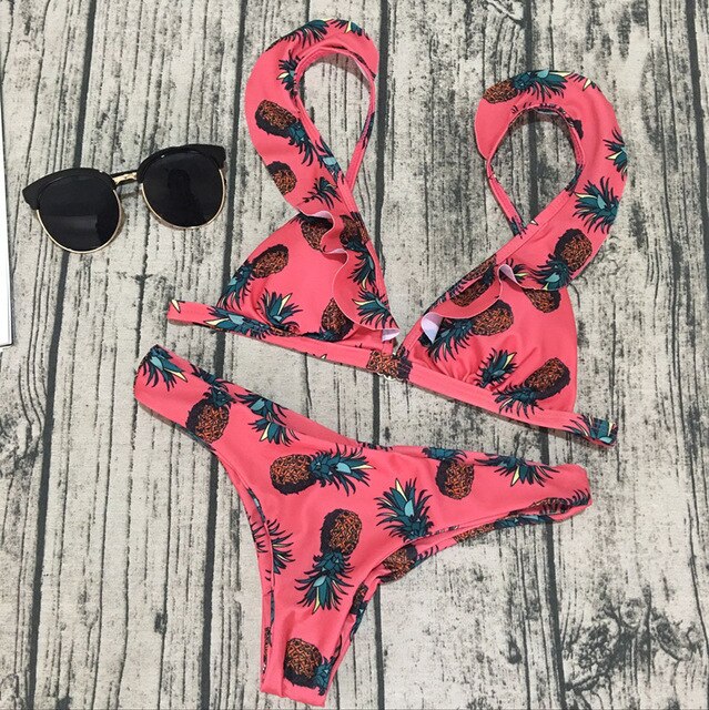 Swimsuit Thong Roses Bikini