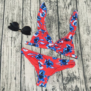 Swimsuit Thong Roses Bikini