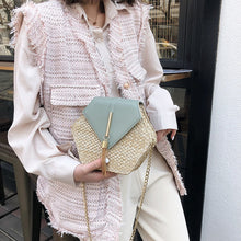 Load image into Gallery viewer, Hexagon Straw/Leather Handbag