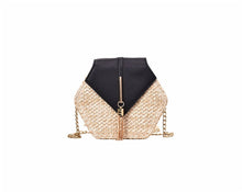 Load image into Gallery viewer, Hexagon Straw/Leather Handbag