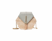 Load image into Gallery viewer, Hexagon Straw/Leather Handbag