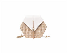 Load image into Gallery viewer, Hexagon Straw/Leather Handbag